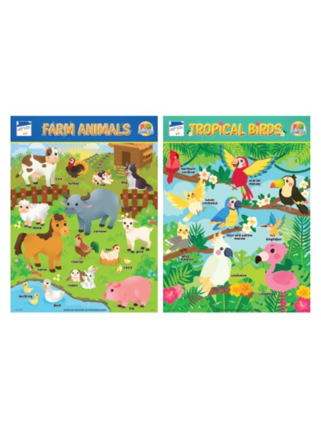 Joytoy Farm Animals & Tropical Birds Fun Charts (No Color- Image 1)