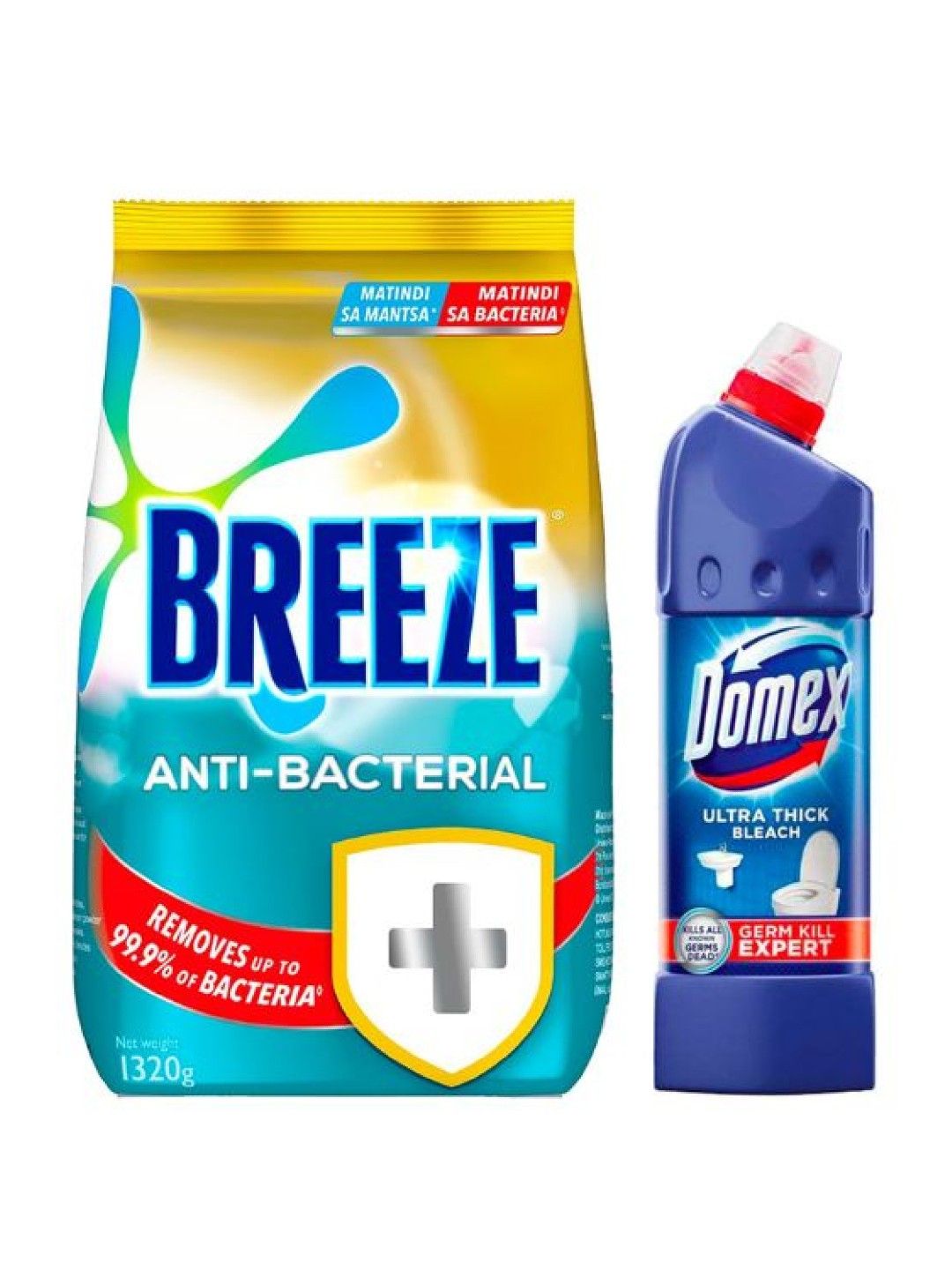 Breeze Powder Antibacterial 1320g + Domex Toilet Cleaner Classic 900ml