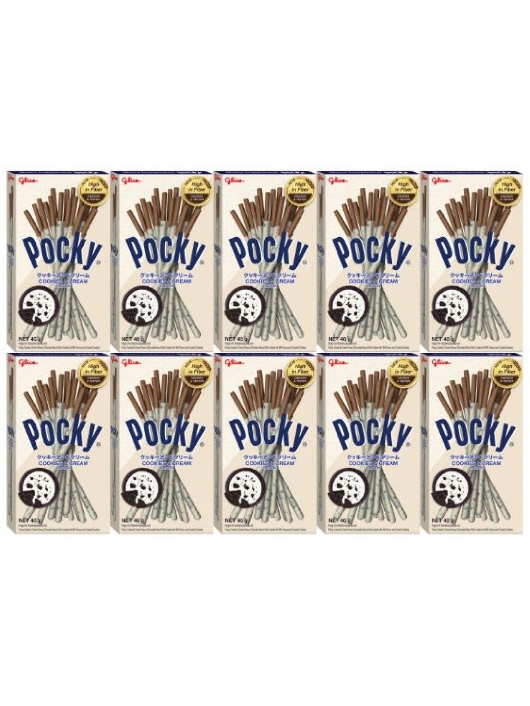 Pocky Cookies & Cream Biscuit Sticks (Bundle of 10) (No Color- Image 1)