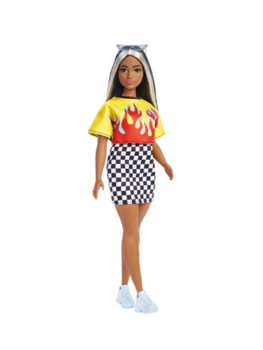 Barbie Fashionistas Doll, Curvy, Long Highlighted Hair & Crop Top, Checkered Skirt (No Color- Image 1)