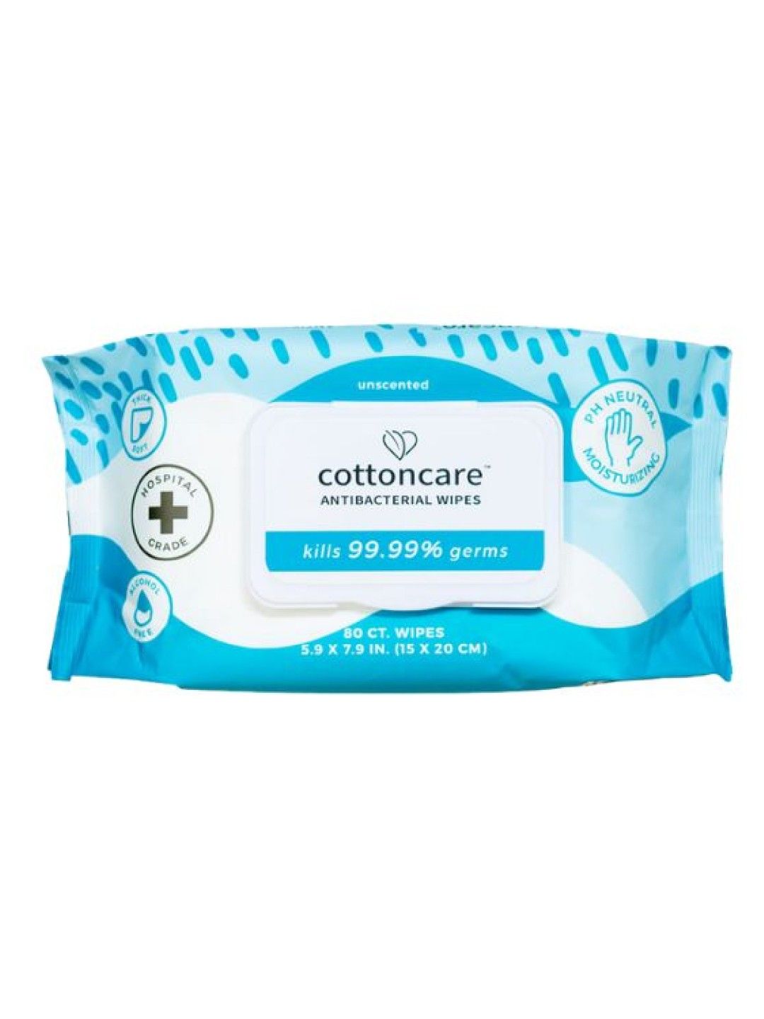 Cotton Central™ Cottoncare™ Antibacterial Biodegradable Wipes (80 pcs) (No Color- Image 1)