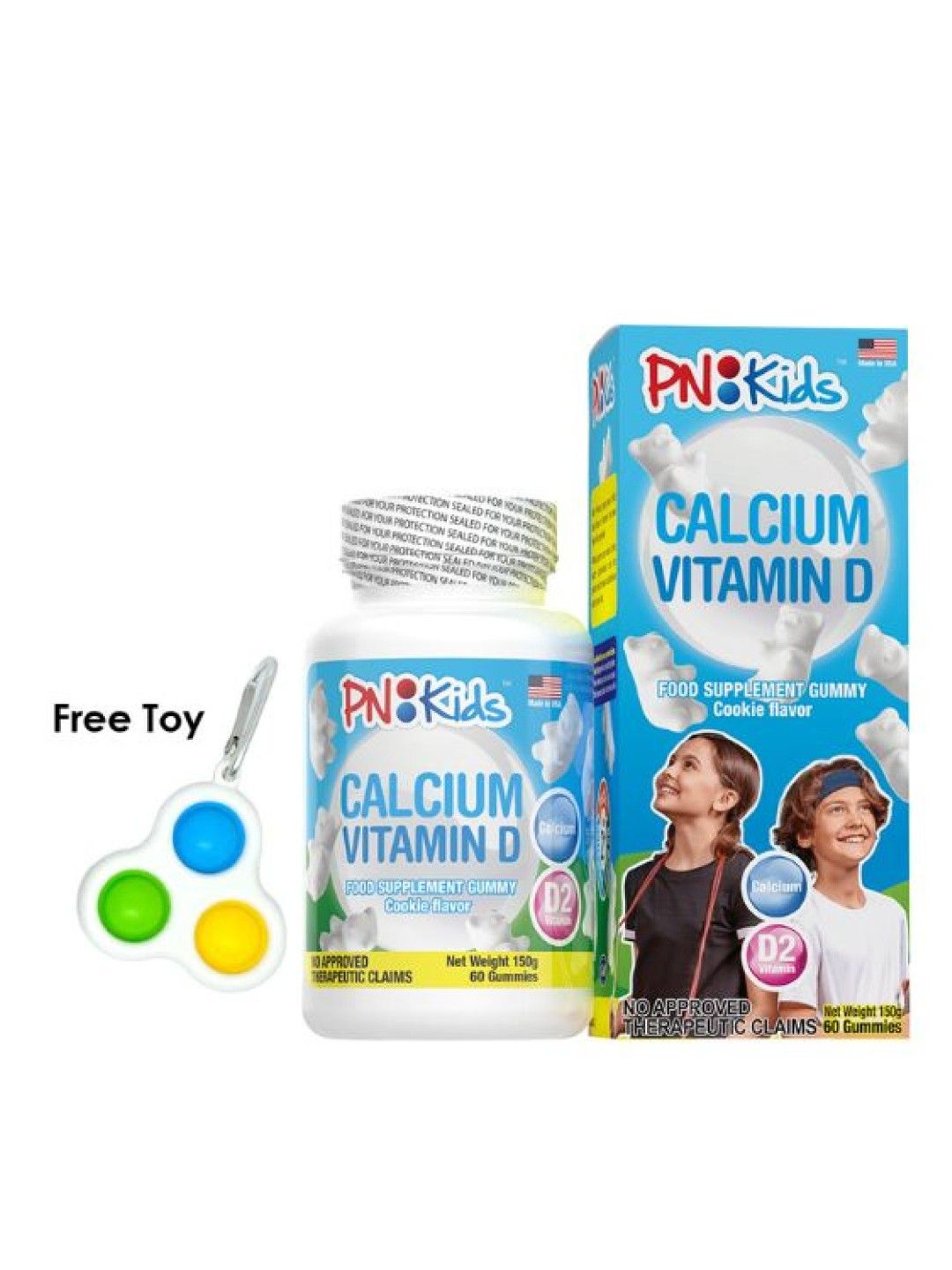 PNKids Calcium Vitamin D Food Supplement Gummy Cookie Flavor 60s (150g) (No Color- Image 1)