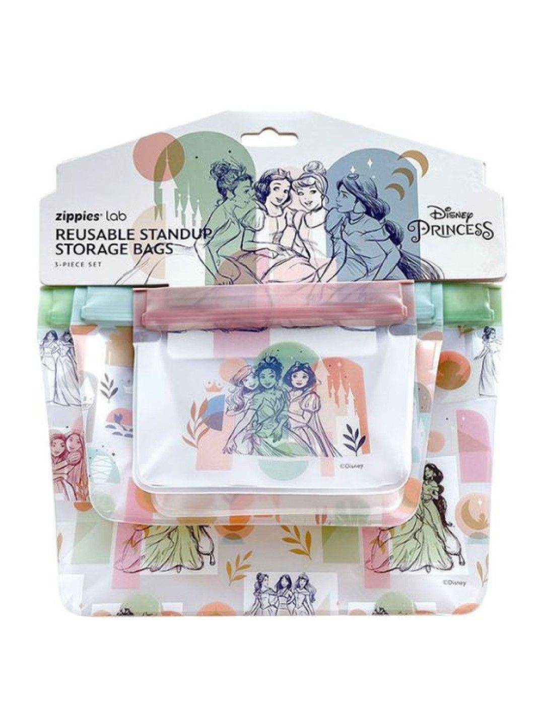 Zippies Lab Disney Princess Pastel Memories - Standup Storage Bag 3-pc Set