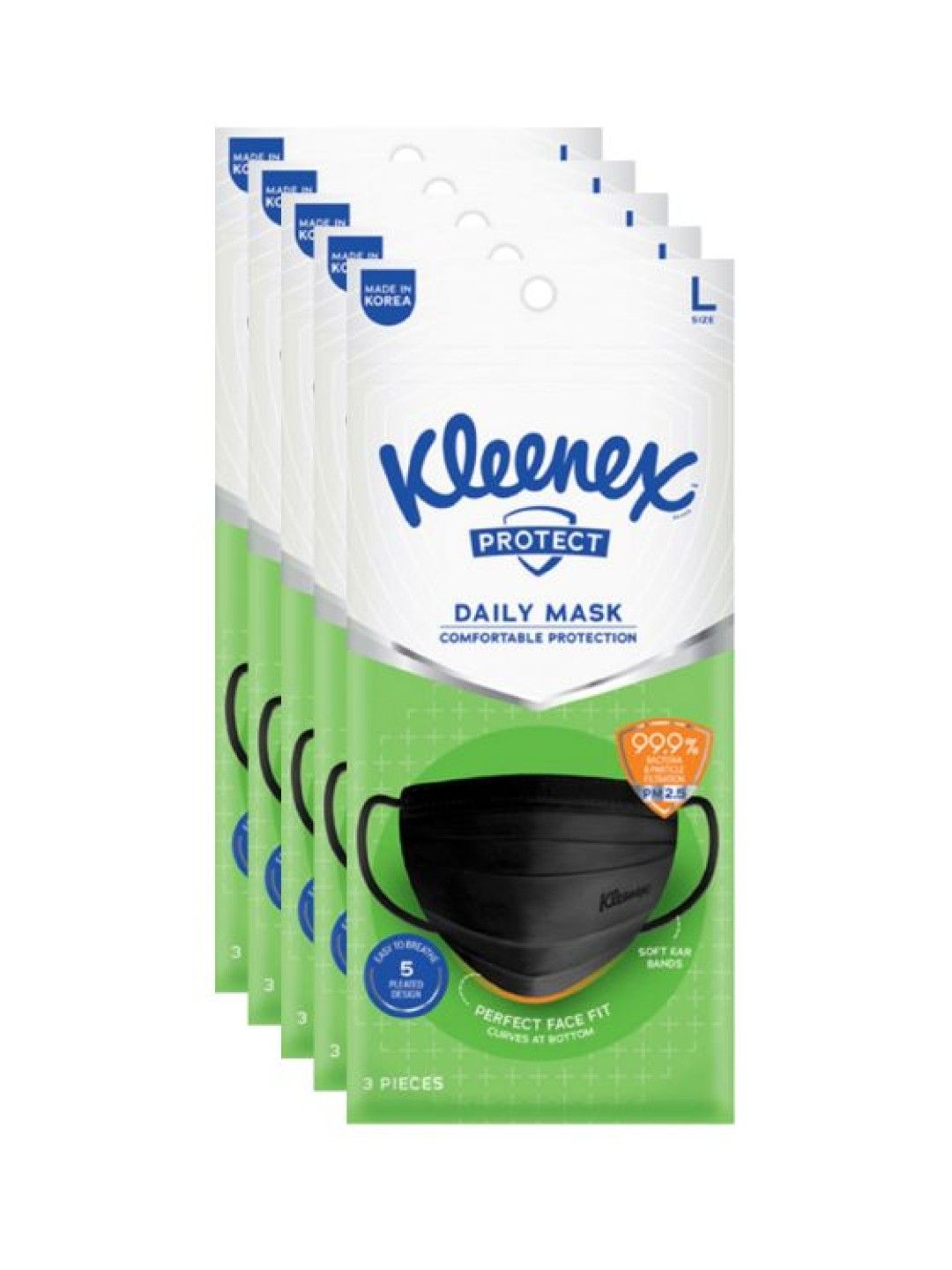 Kleenex [Buy 5, Get 10% off] Protect Daily Mask Face Large 3-Pack (15pcs) (No Color- Image 1)