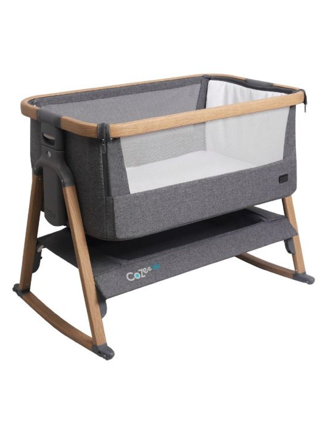 Tutti Bambini Cozee Air Bedside Crib - Oak and Charcoal (Oak and Charcoal- Image 1)