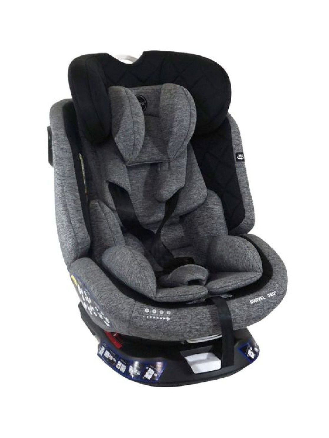 Akeeva 360 Rotate Isofix Carseat w/ Latch and Side Protect (Swivel) w/ ICC - Grey