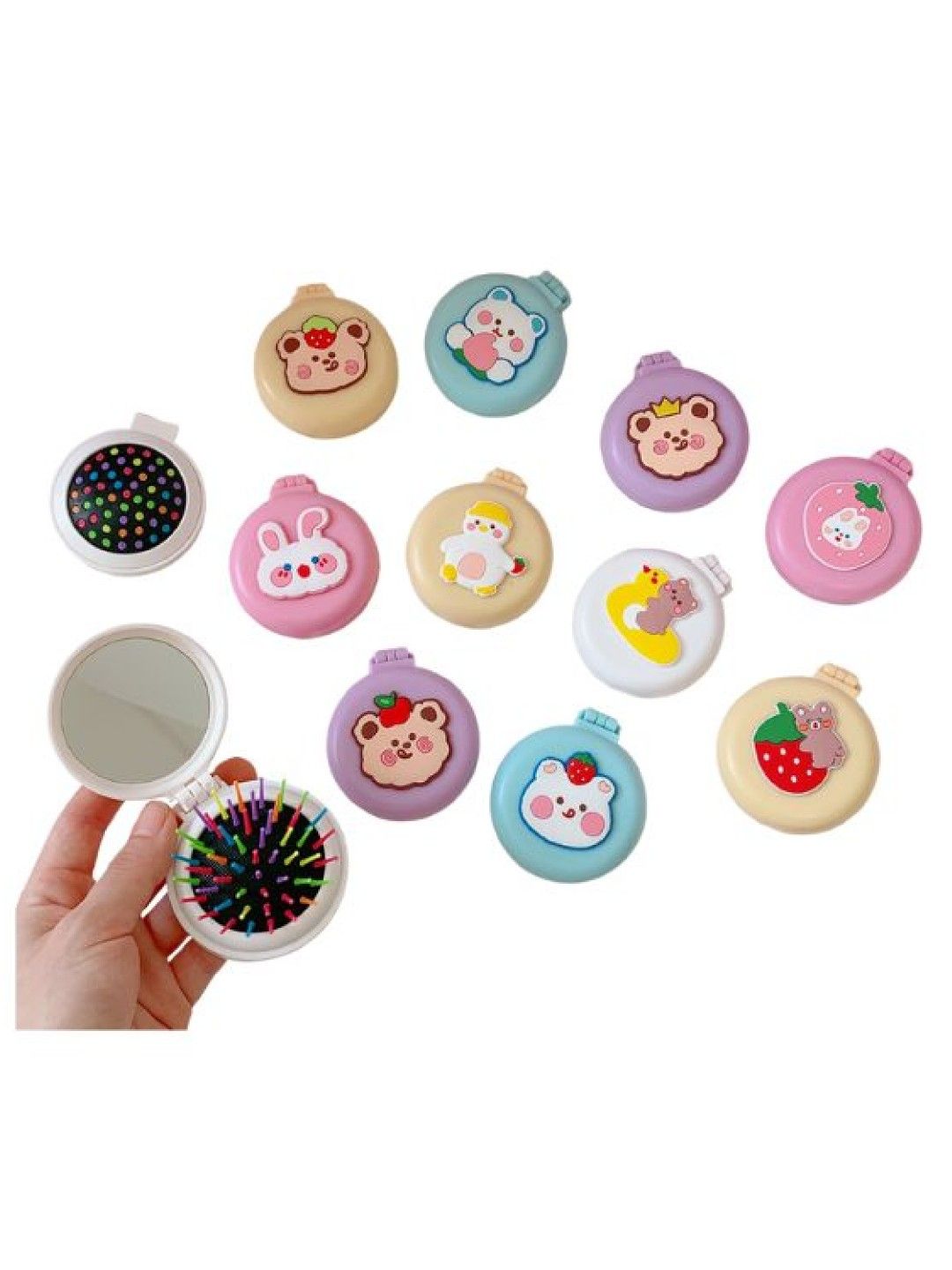Scenti Cute 2 in 1 Mirror with Brush (3pcs Assorted Design) (No Color- Image 1)