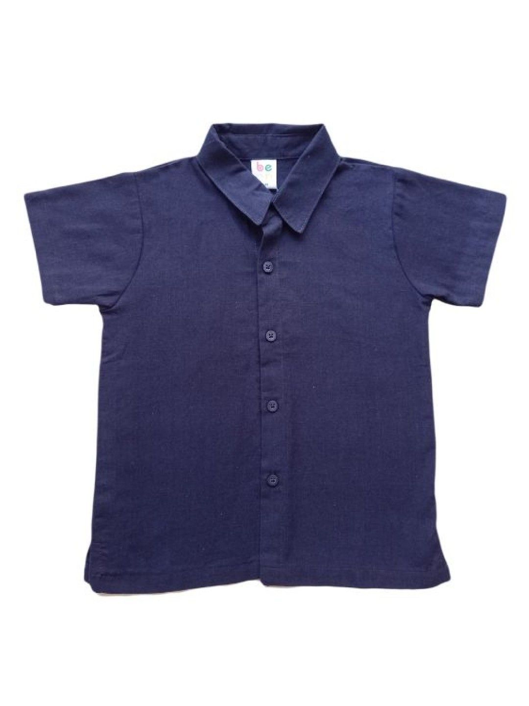 bean fashion Navy Blue Shortsleeves Woven Top (Blue- Image 1)