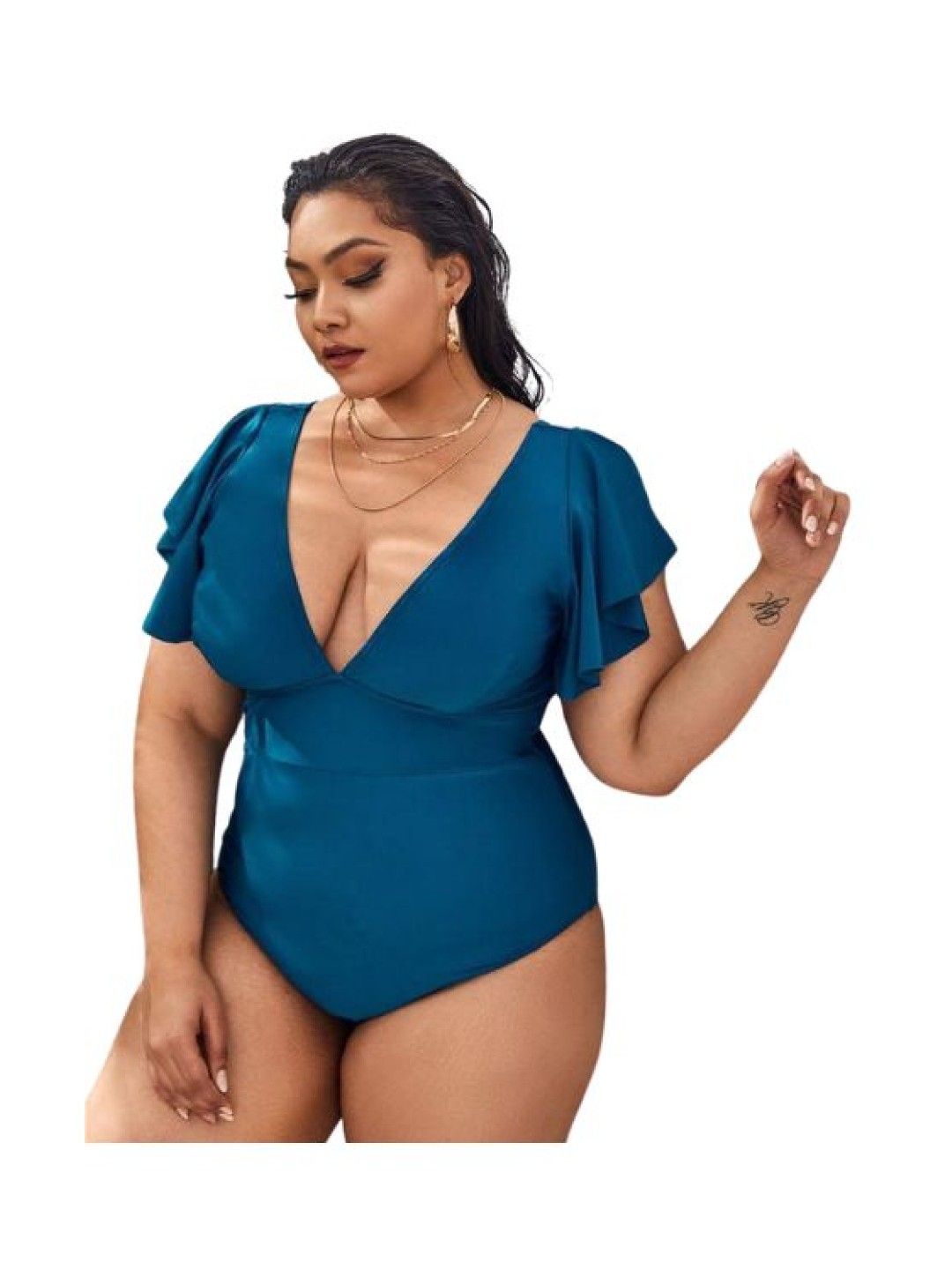 QT Hub V-plunge Swimwear (Navy- Image 1)