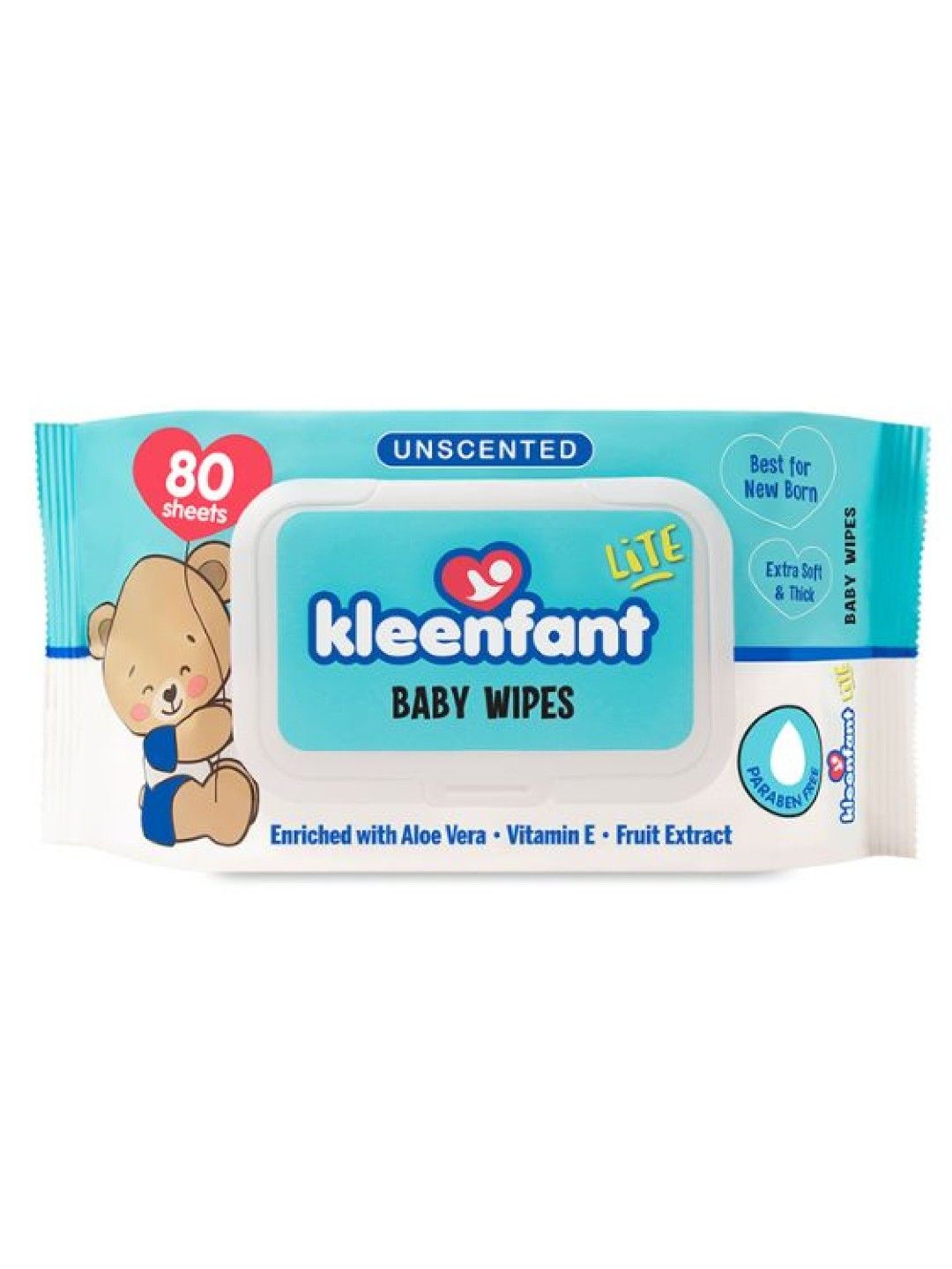 Kleenfant Lite Unscented Baby Wipes 80 sheets (No Color- Image 1)