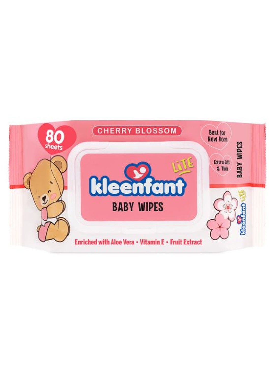 Kleenfant Lite Cherry Blossom Scent Baby Wipes 80 sheets (No Color- Image 1)