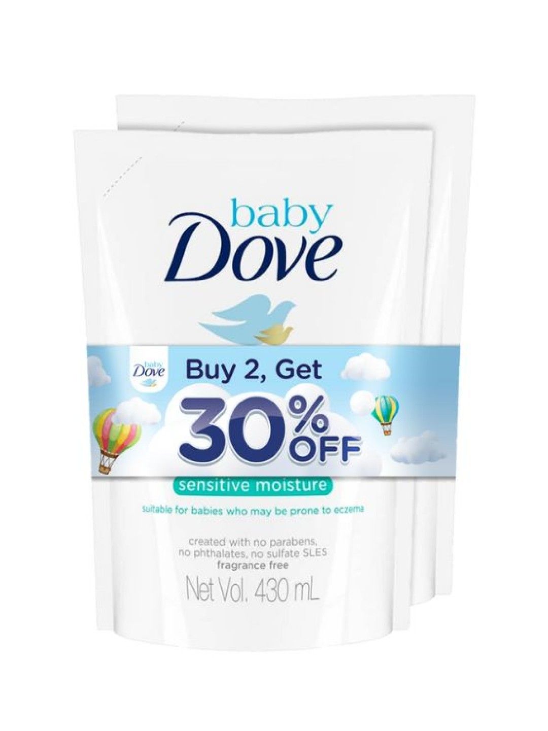 Baby Dove Buy 2 Baby Dove Hair to Toe Wash Sensitive Moisture Refill 430ml at 30% Off