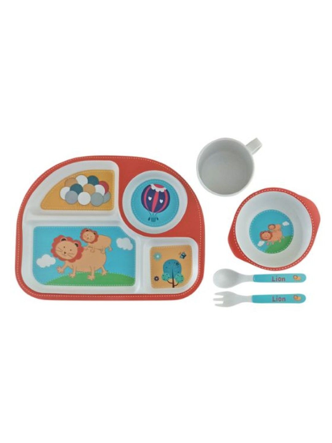 Giggli Kids Bamboo Fiber Plate and Bowl Set (Orange Lion- Image 1)