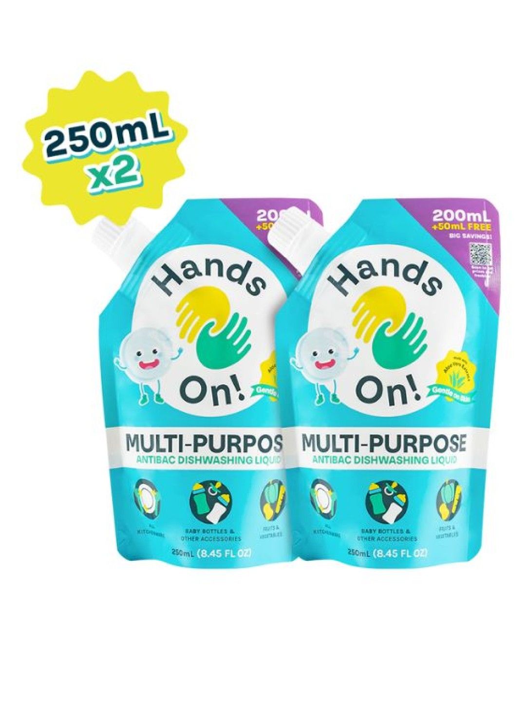 Hands-On! Multipurpose Dishwashing Liquid 250ml Duo (No Color- Image 1)