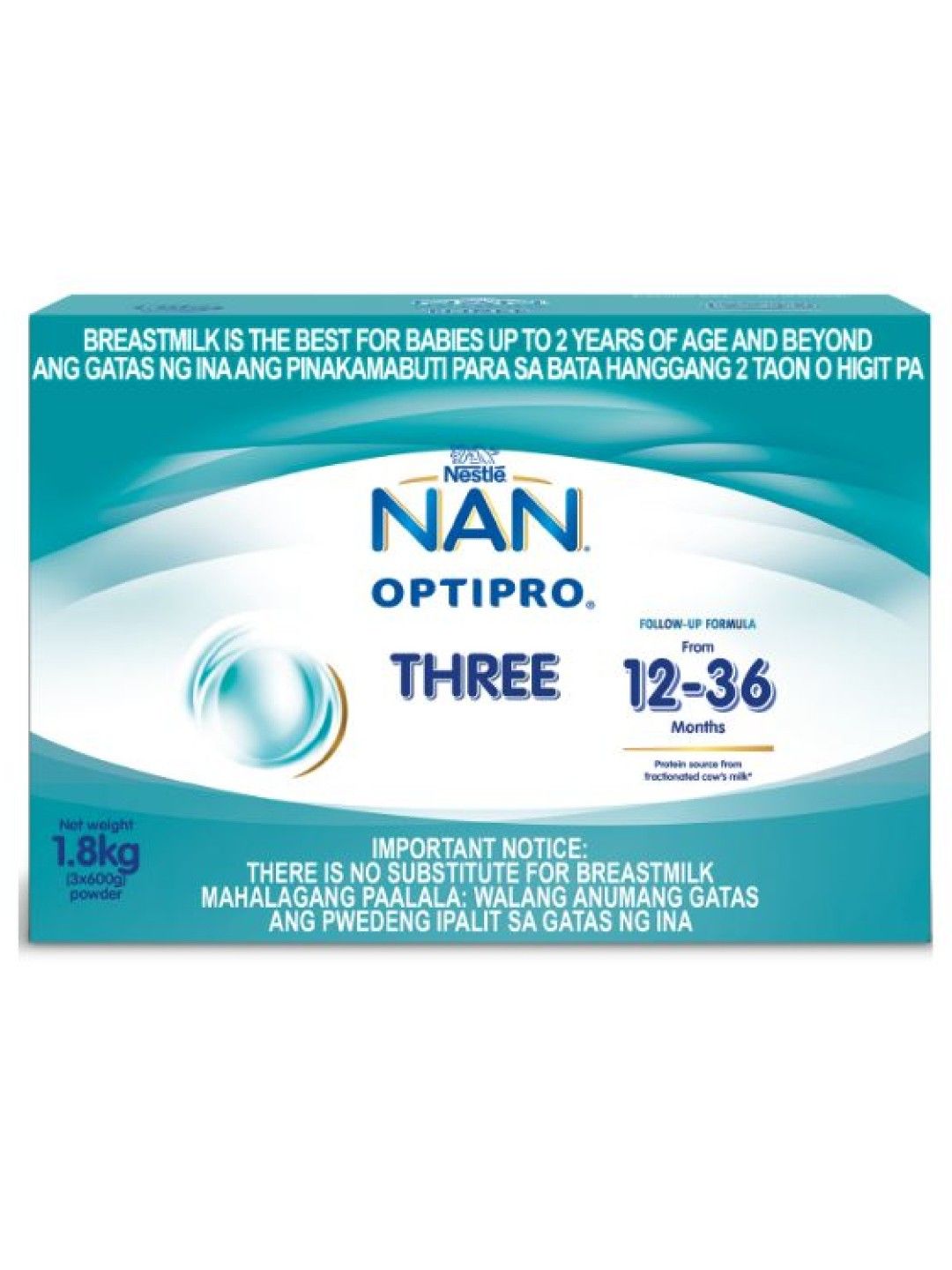 NAN Optipro Three Milk Supplement for Children 1-3 Years Old (1.8kg)