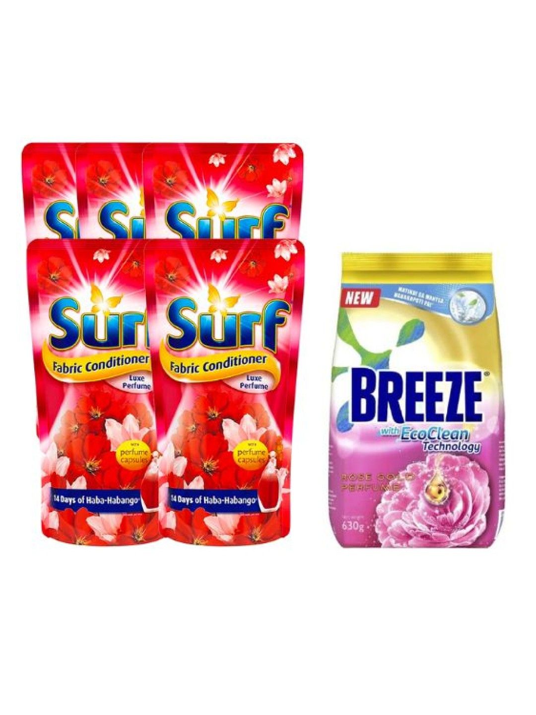 Surf Fabric Conditioner Luxe Perfume (670ml) 5x + FREE Breeze Powder Detergent (630g)