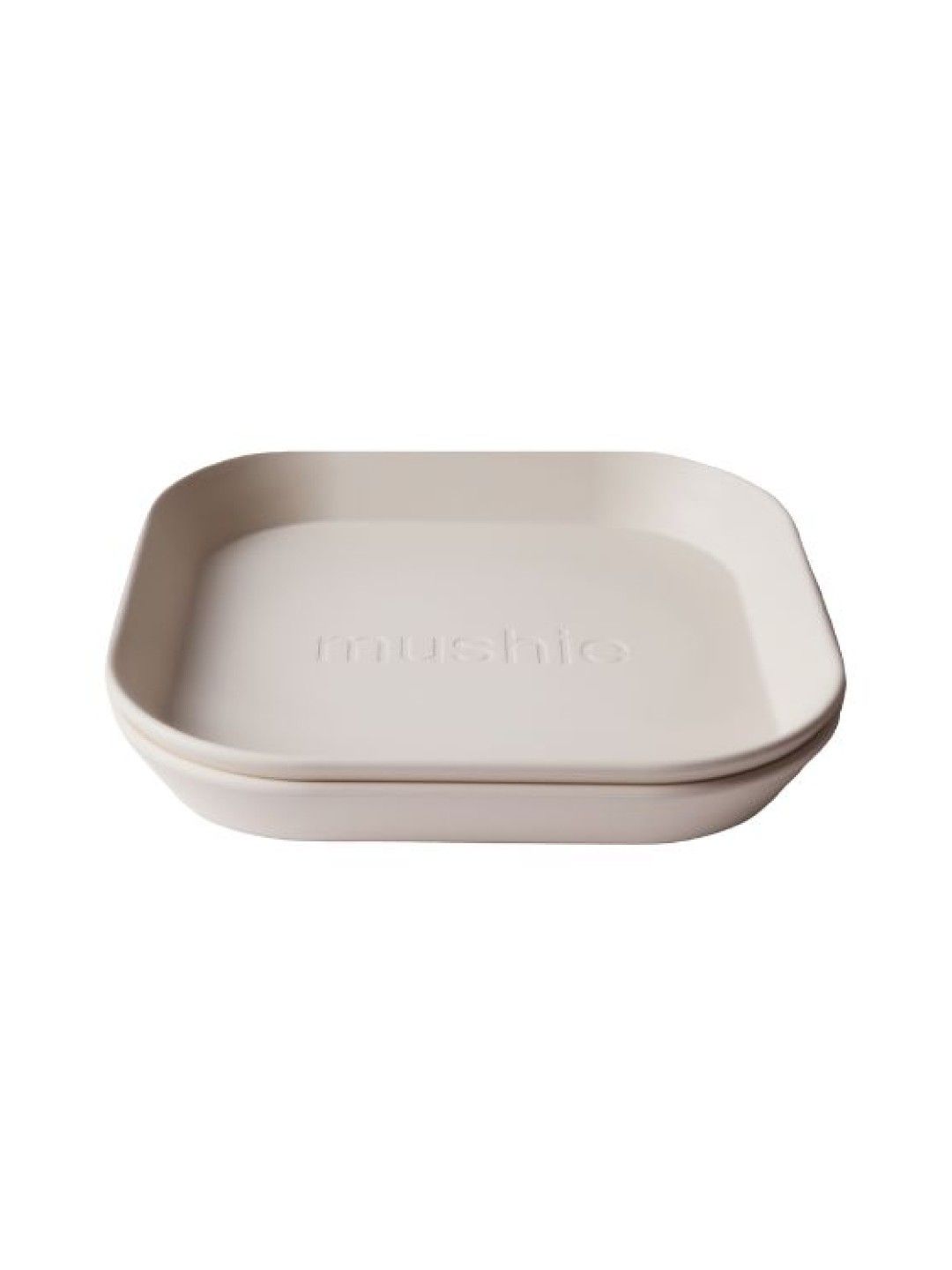 Mushie Square Dinnerware Plates, Set of 2 (Ivory- Image 1)