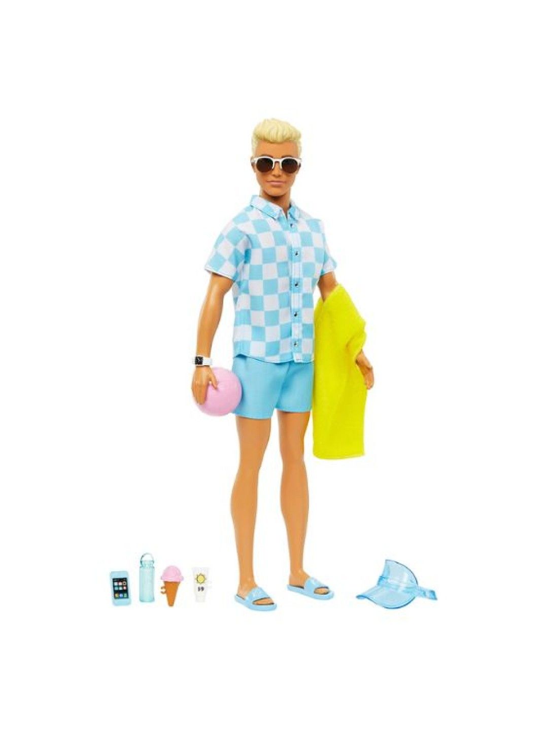 Barbie Blonde Ken Doll in Blue Button Down with Beach-Themed Accessories (No Color- Image 1)