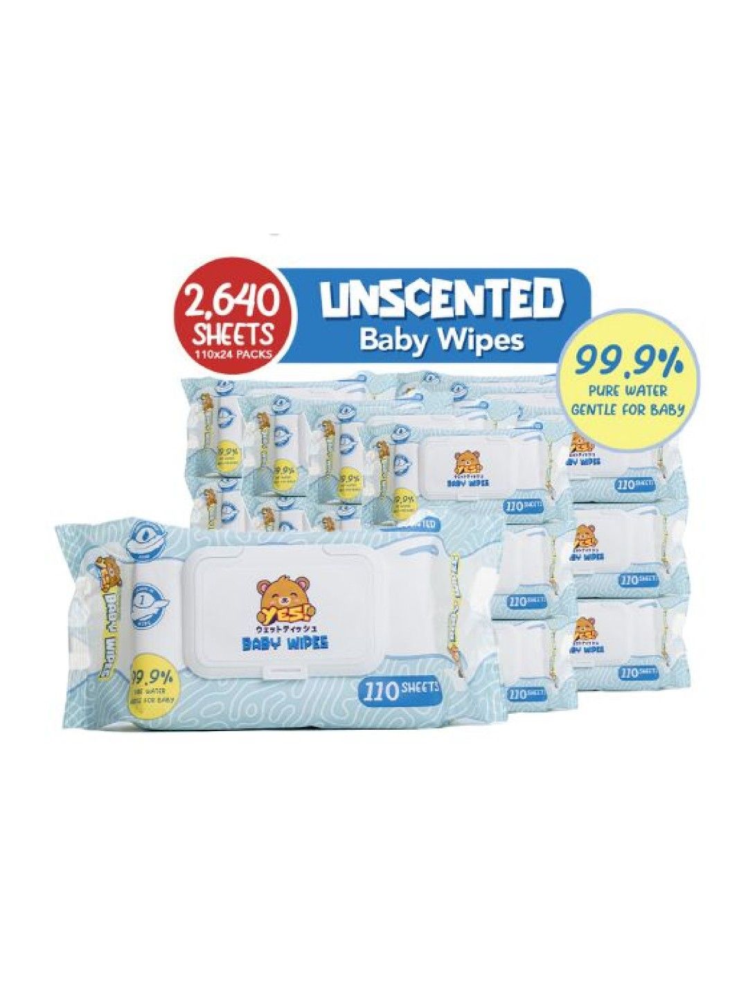 YES! Baby Wipes MEGA (24 PACKS UNSCENTED) (No Color- Image 1)