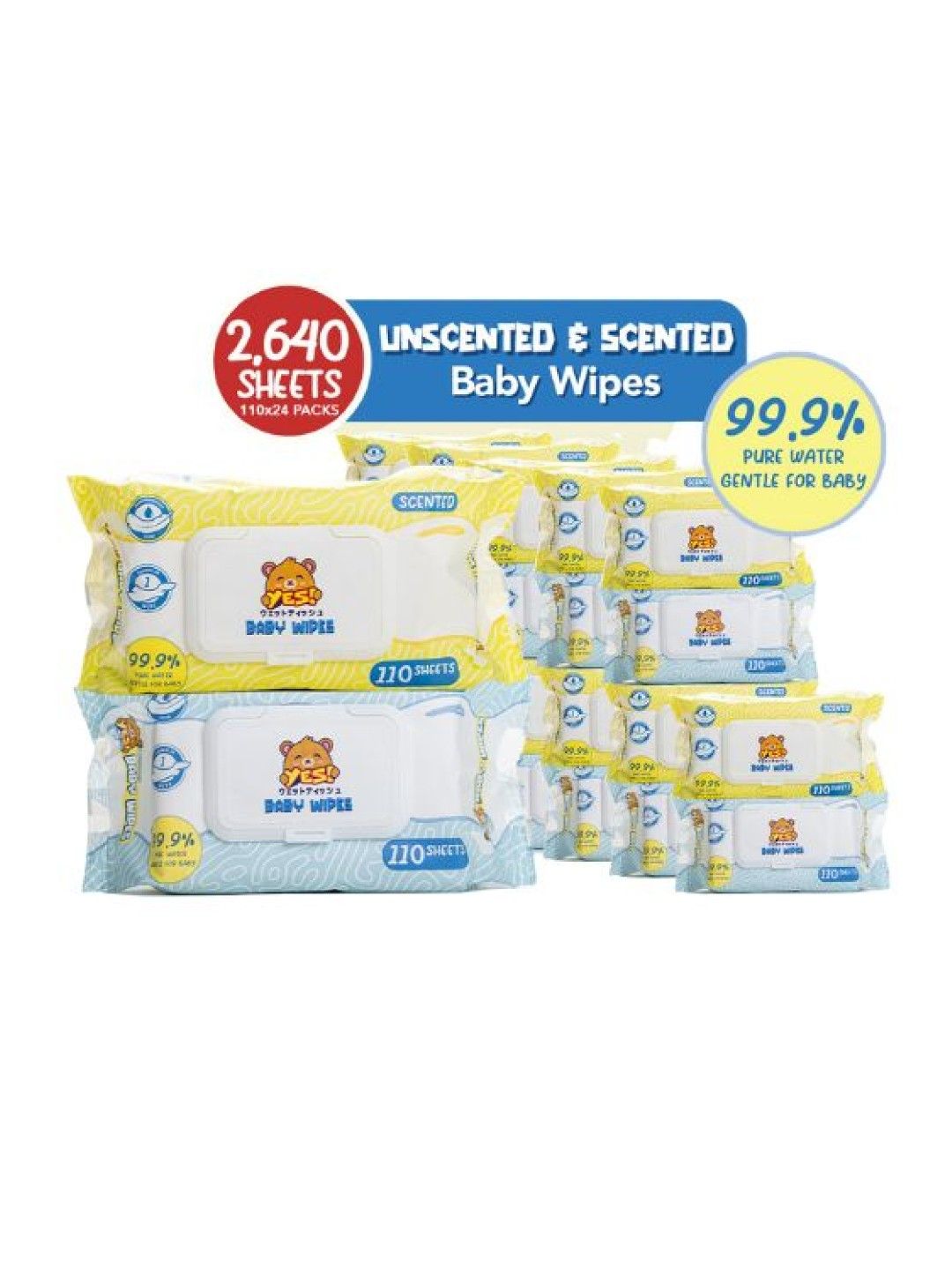 YES! Baby Wipes COMBI MEGA (12 PACKS UNSCENTED & 12 PACKS SCENTED) (No Color- Image 1)