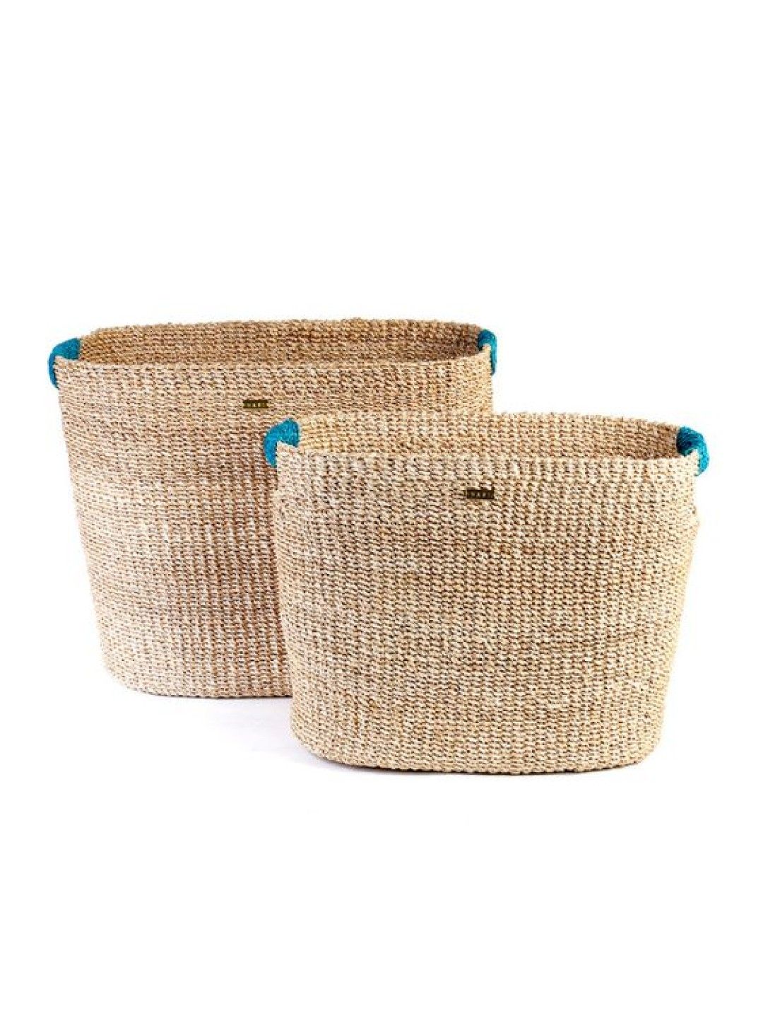 Habi Home Ivy Oval Storage Baskets Set of 2 (Small, Large) (Gray- Image 1)