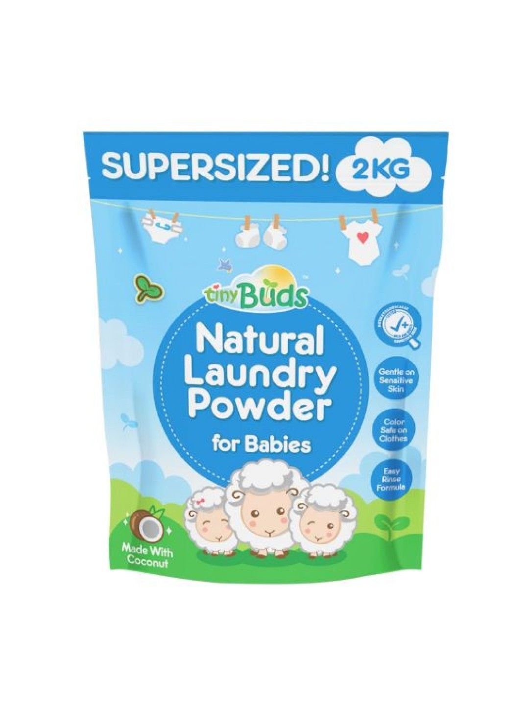 Tiny Buds Natural Laundry Powder (2kg) with 2 pack Natural Fabric Softener (850ml) (No Color- Image 2)
