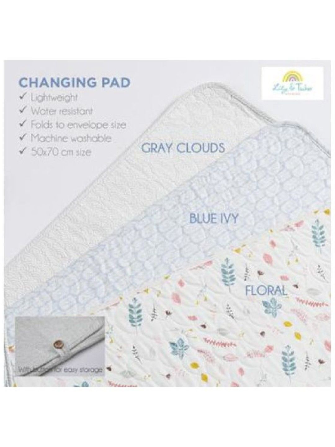 Lily and Tucker Portable Diaper Changing Pad - Blue Ivy (No Color- Image 3)
