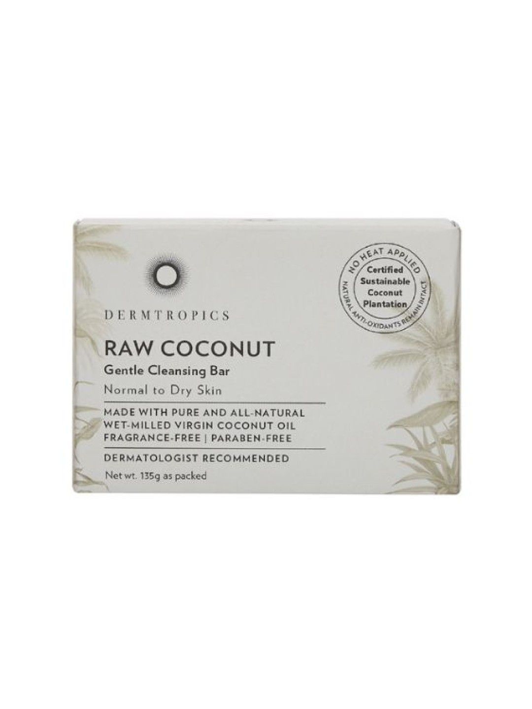 Dermtropics Raw Coconut Gentle Cleansing Bar Soap (135g)