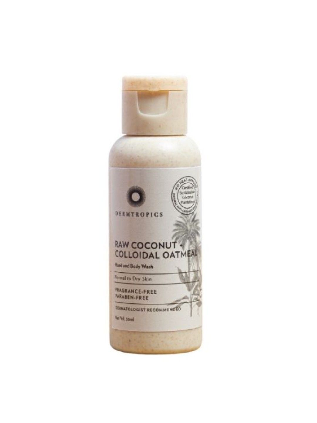 Dermtropics Raw Coconut + Colloidal Oatmeal Hand and Body Wash (50ml)