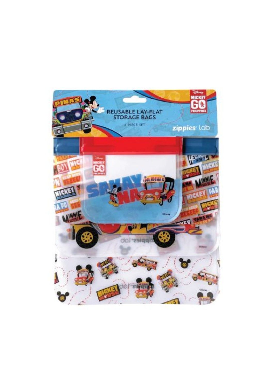 Zippies Mickey Jeepney Reusable Layflat Bags (Set of 4) (No Color- Image 1)