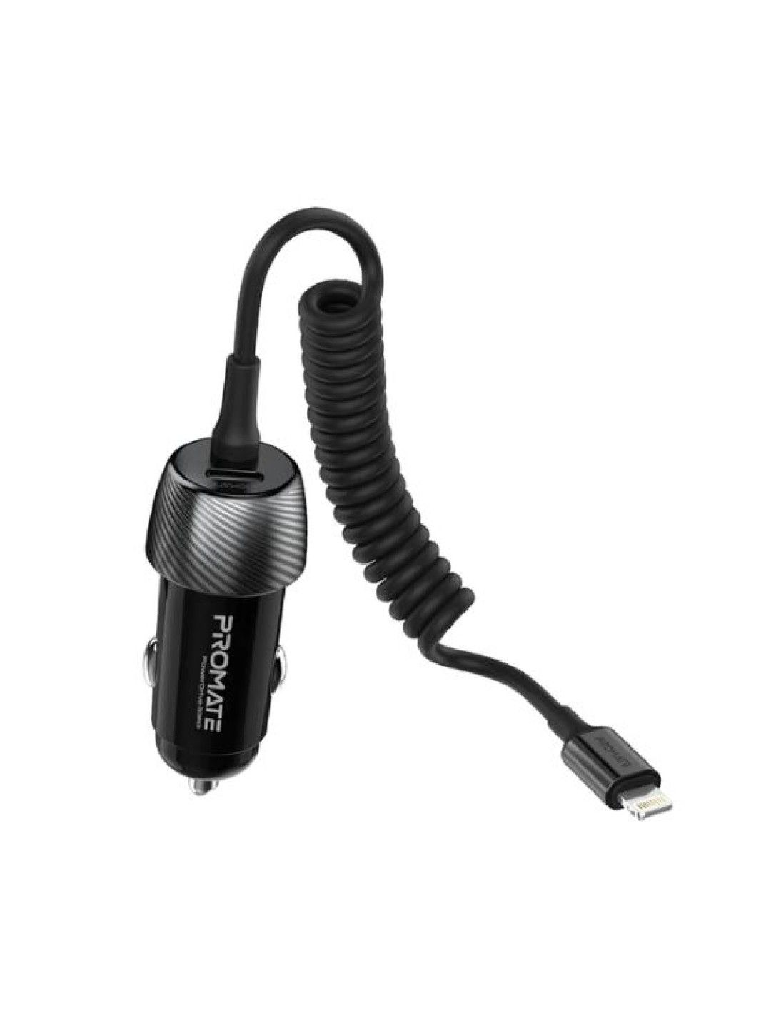 Promate POWERDRIVE-33PDI 33W Quick Charging Car Charger with Lightning Connector Cable (Black- Image 1)