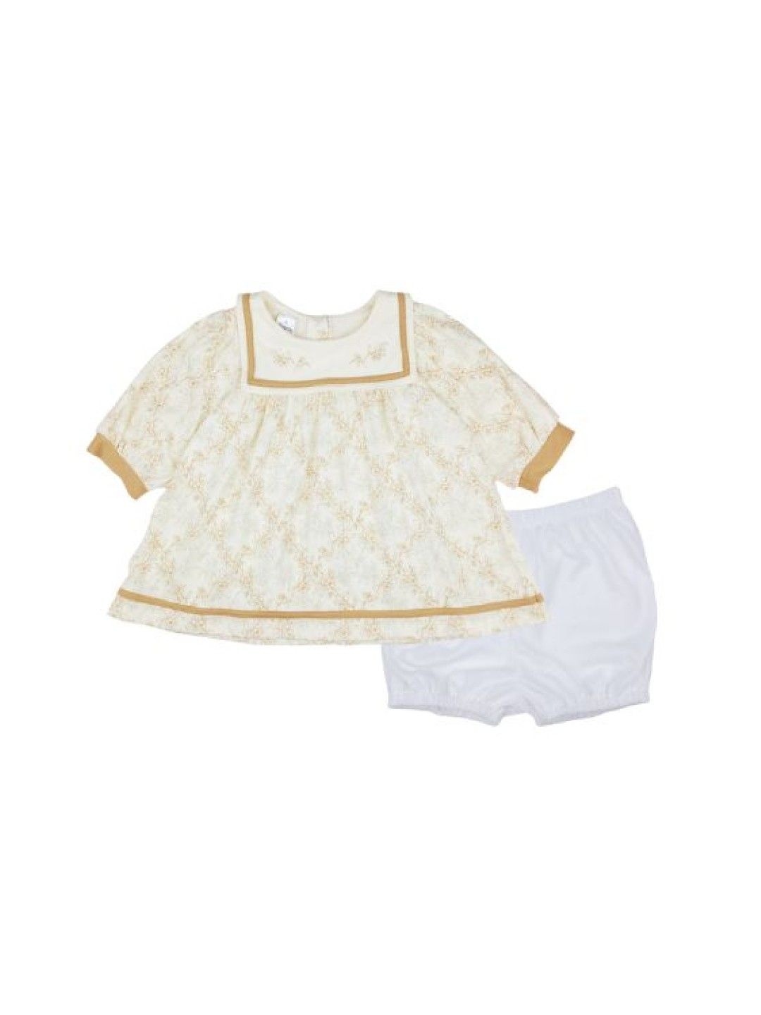 Looms Toddler Girls Square Collar Short Dress with Bloomer Shorts - Haraya Collection (No Color- Image 1)