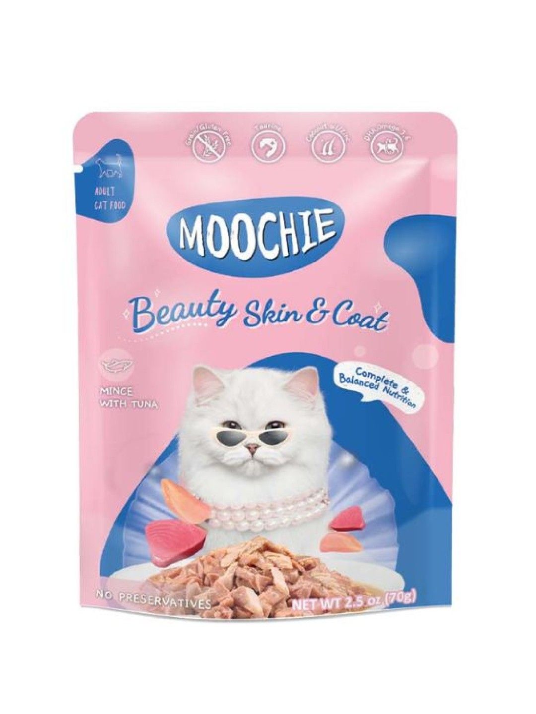Moochie Cat Food Mince with Tuna Beauty Skin & Coat (70g)