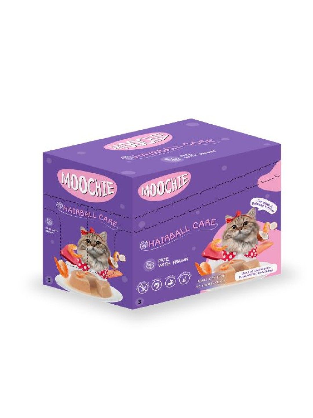 Moochie Cat Food Pate with Prawn Hairball Care 70g (12pcs)