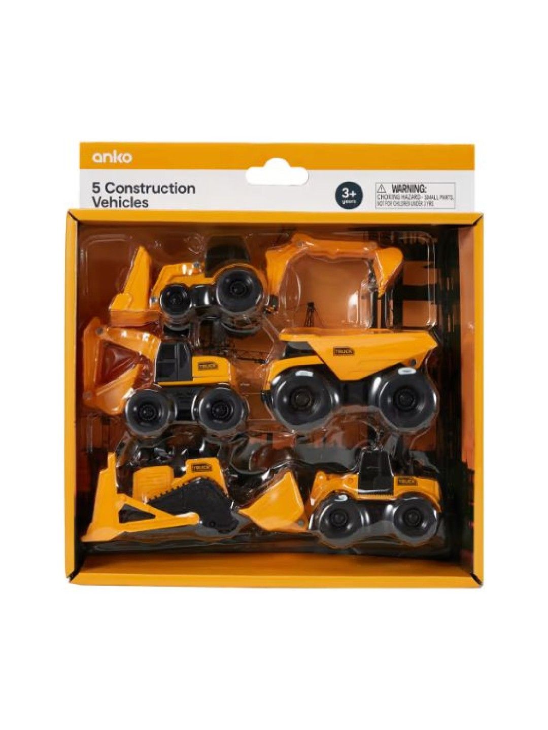 Anko 5 Pack Construction Vehicles Set (Yellow- Image 3)