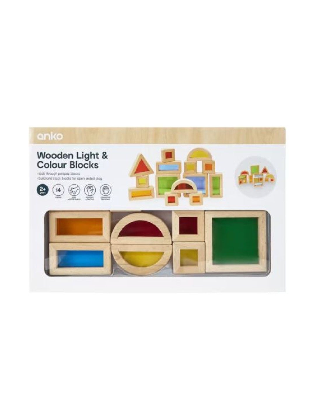 Anko Wooden Light and Colour Blocks (14pcs) (Assorted- Image 3)