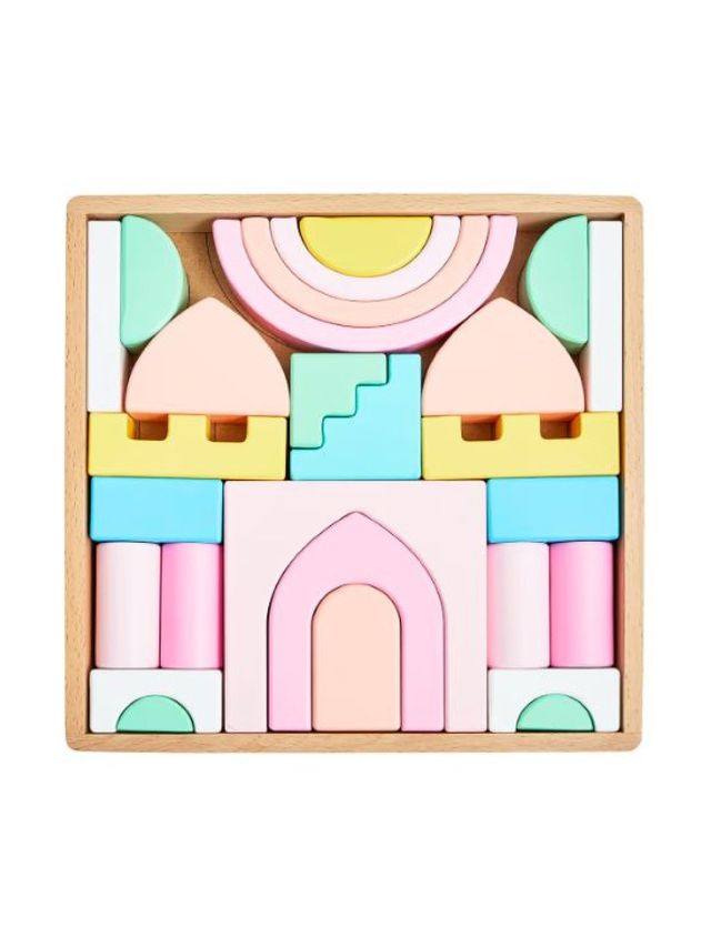 Wooden Rainbow Castle Block Set