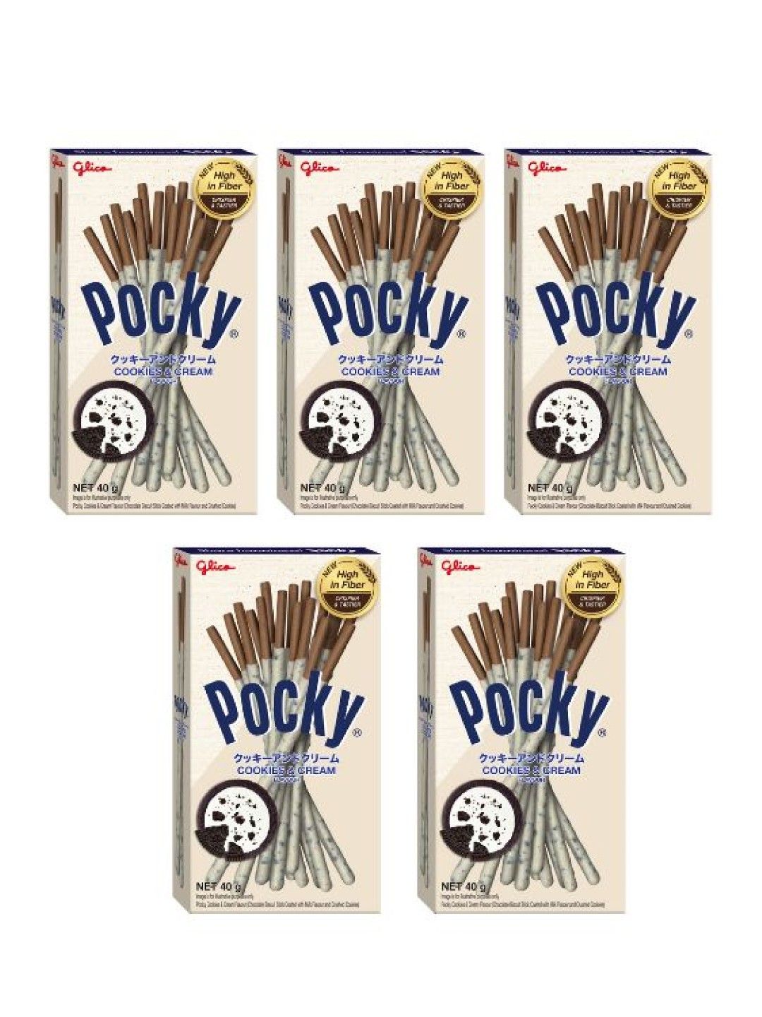 Pocky Cookies & Cream Biscuit Sticks (Bundle of 5) (No Color- Image 1)