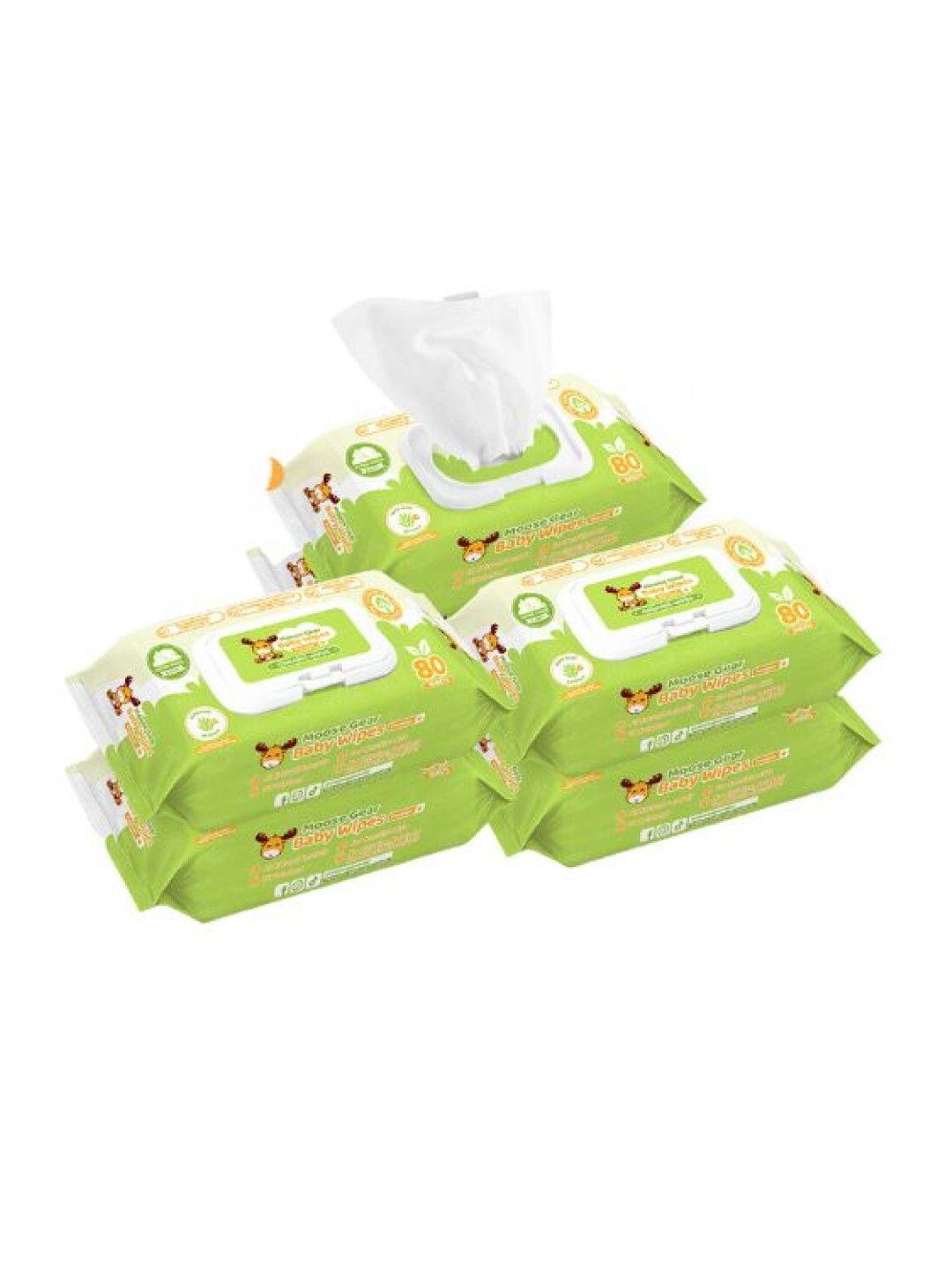 Moose Gear Baby Baby Wipes - Organic 80s x 6 Pack (No Color- Image 1)