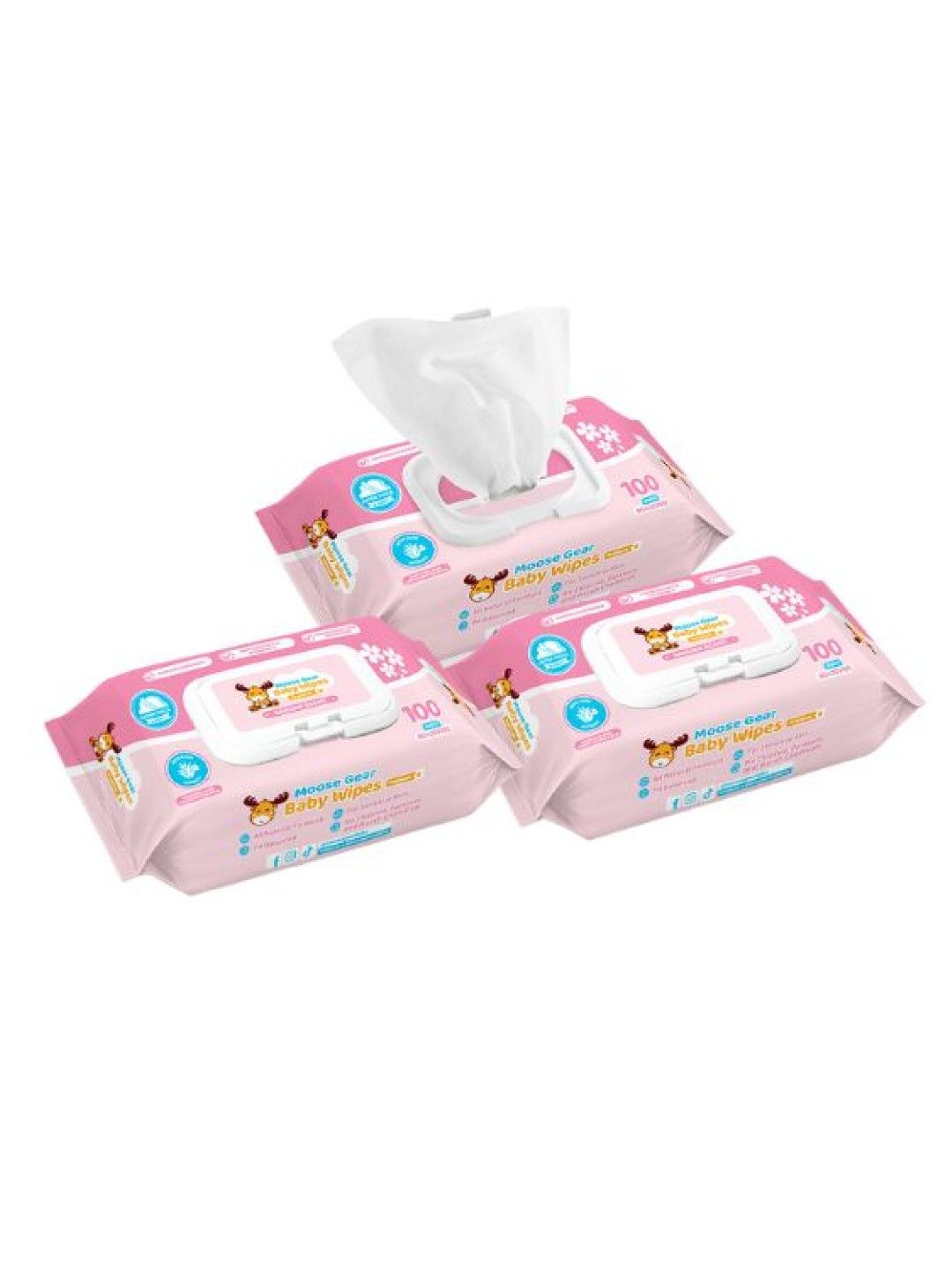 Moose Gear Baby Baby Wipes - Sakura Scent 100s x 3 Pack (No Color- Image 1)