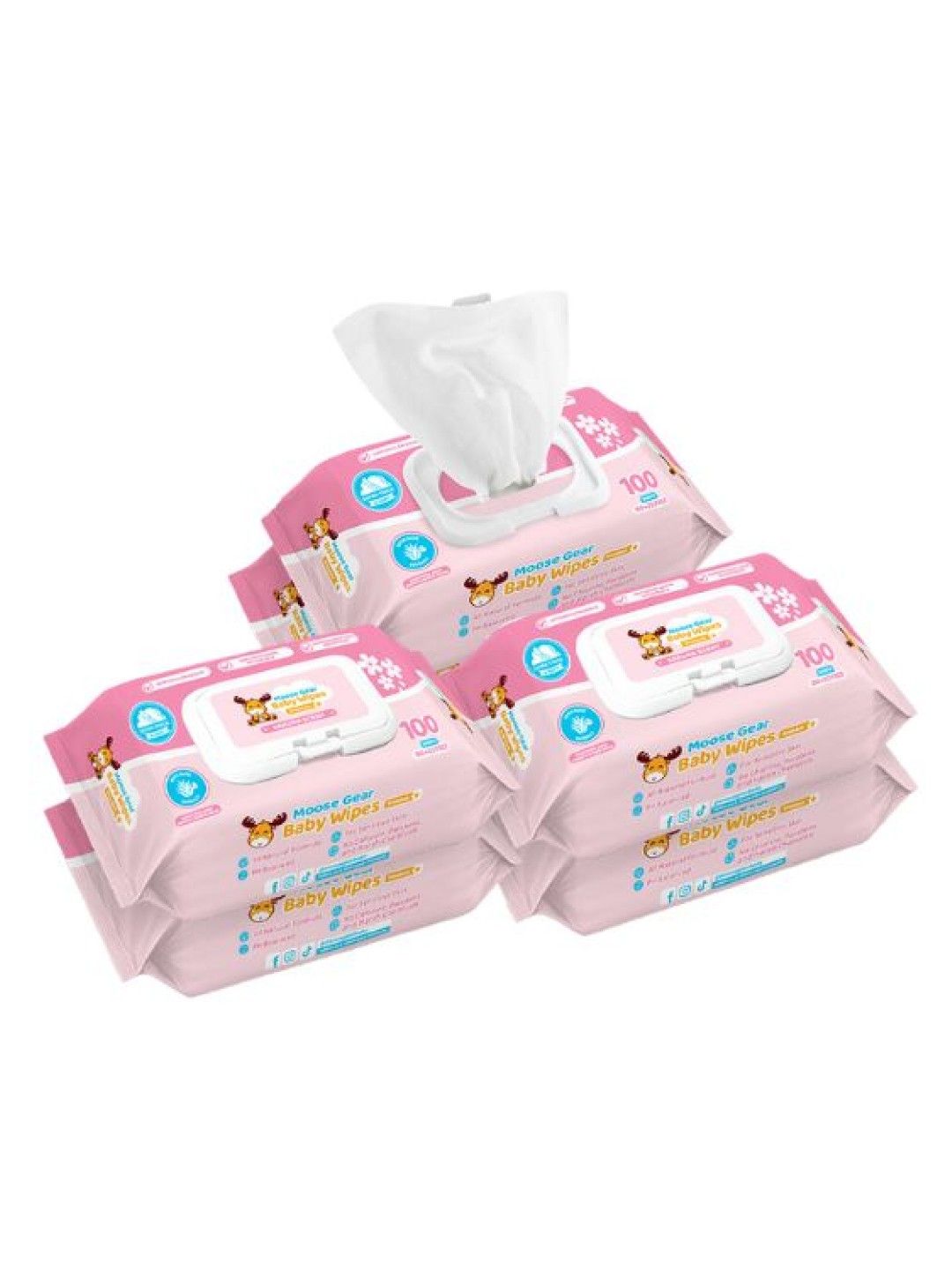 Moose Gear Baby Baby Wipes - Sakura Scent 100s x 6 Pack (No Color- Image 1)