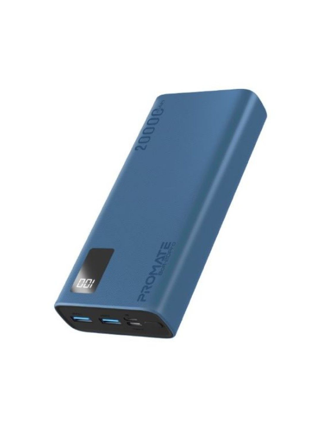 Promate Bolt-20Pro 20000mAh Compact Smart Charging Power Bank with Dual USB-A & USB-C