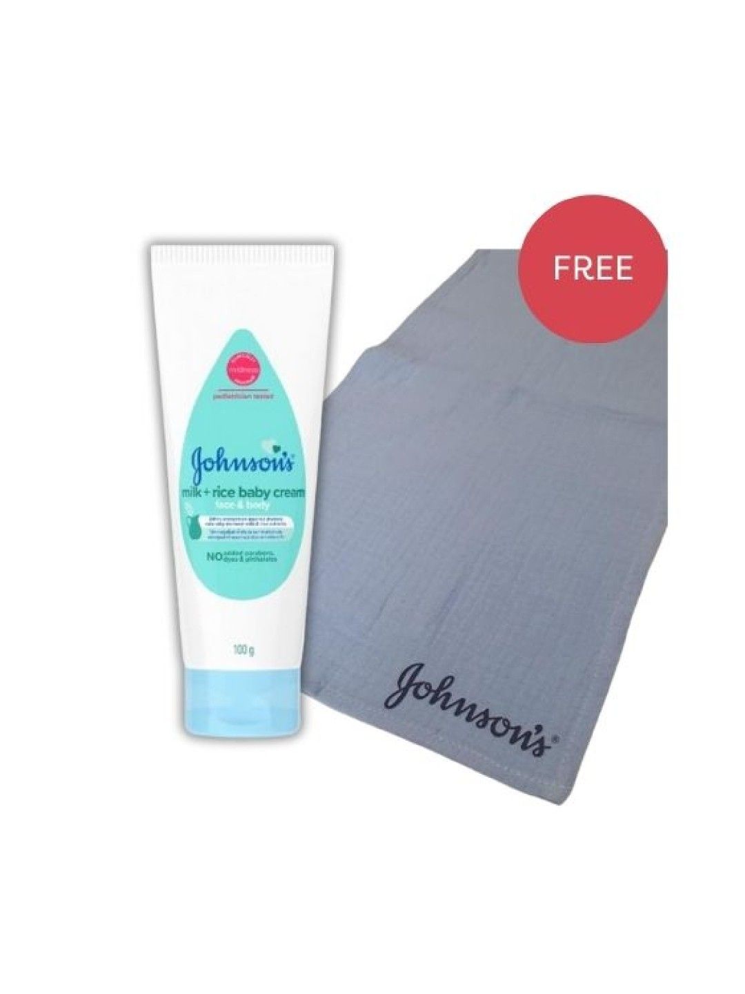 Johnson's Cream Milk & Rice (100g) with FREE Johnson's Muslin Cloth (3pcs.) (No Color- Image 1)