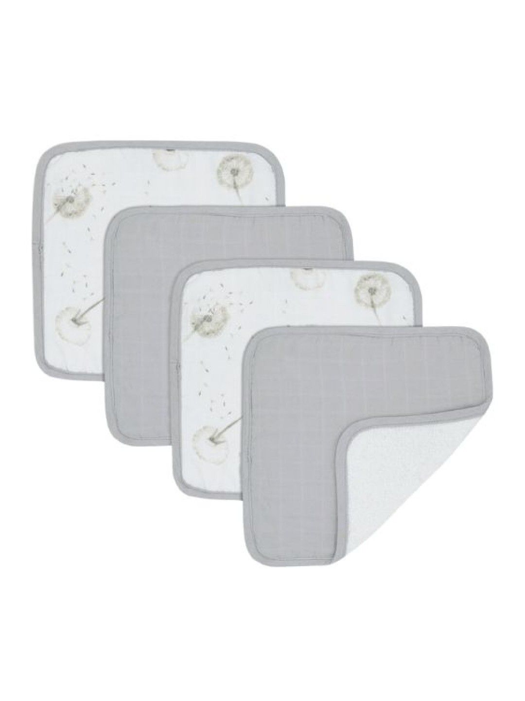 Living Textiles Organic Muslin 4-Pack Wash Cloths - Dandelion/Grey