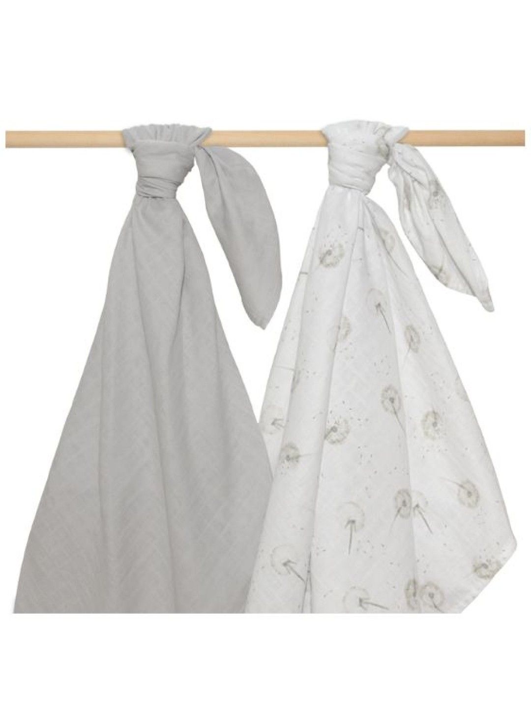 Living Textiles Organic Muslin 2-Pack Swaddle Wraps - Dandelion/Grey