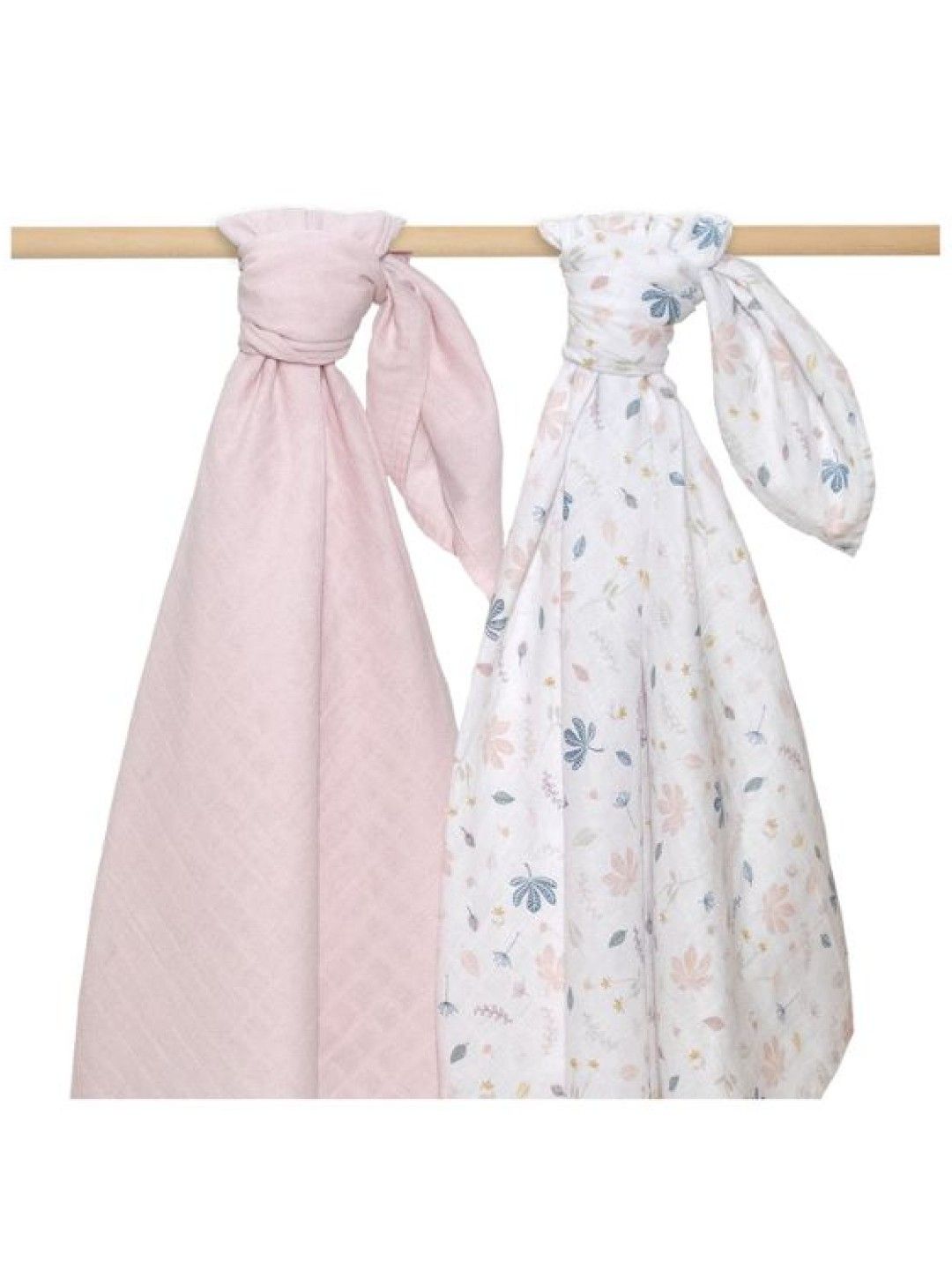 Living Textiles Organic Muslin 2-Pack Swaddle Wraps - Botanical/Blush (No Color- Image 1)