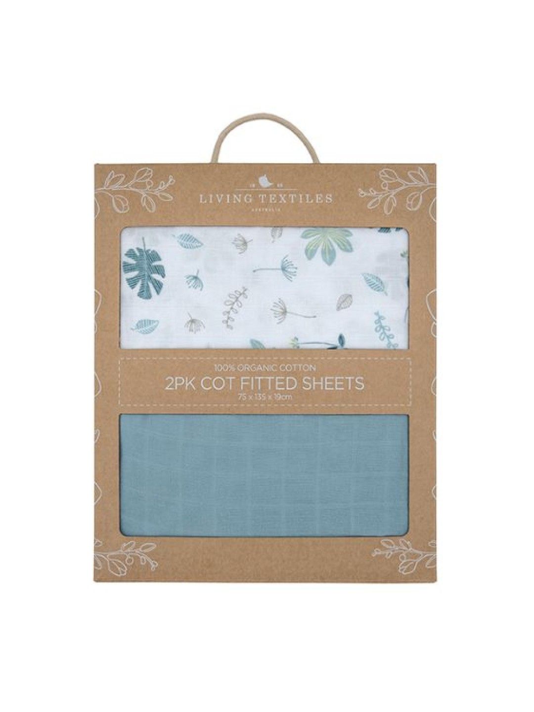 Living Textiles Organic Muslin 2-Pack Cot Fitted Sheets - Banana Leaf/Teal (No Color- Image 1)