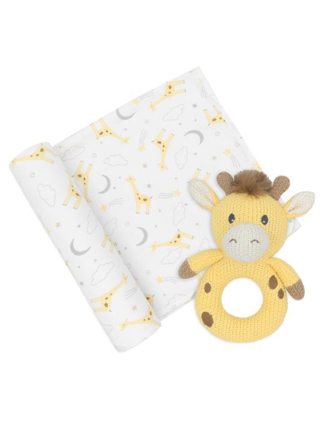 Living Textiles Jersey Swaddle & Rattle Gift Set - Noah/Giraffe