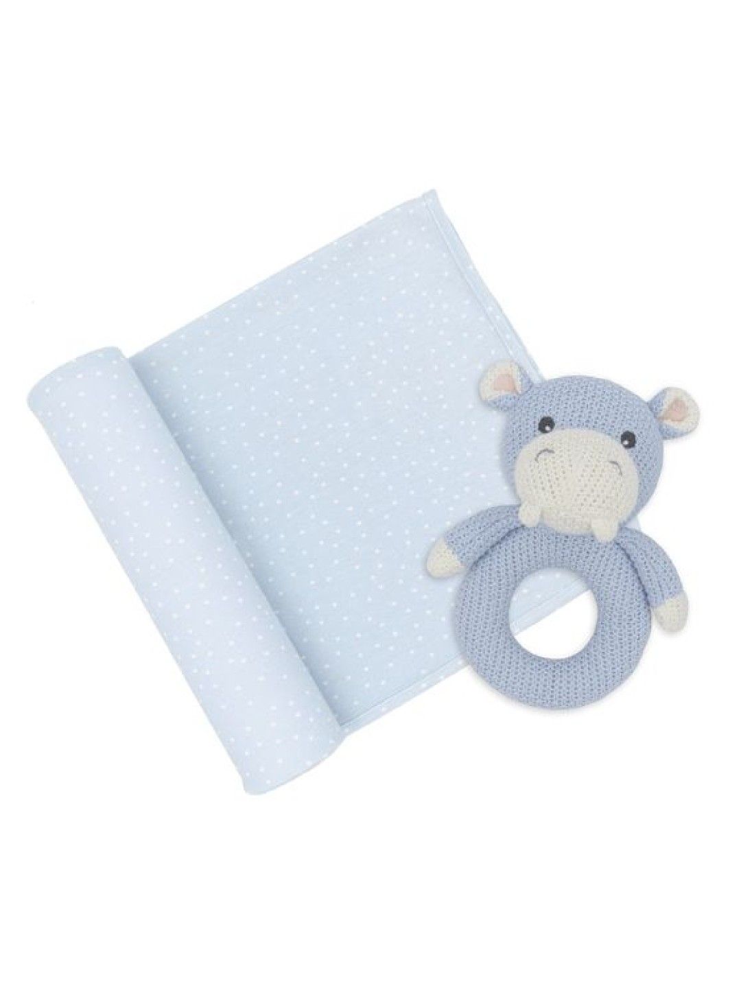 Living Textiles Jersey Swaddle & Rattle Gift Set - Confetti/Hippo