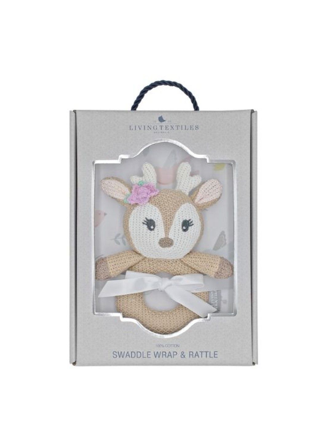 Living Textiles Jersey Swaddle & Rattle Gift Set - Ava/Fawn